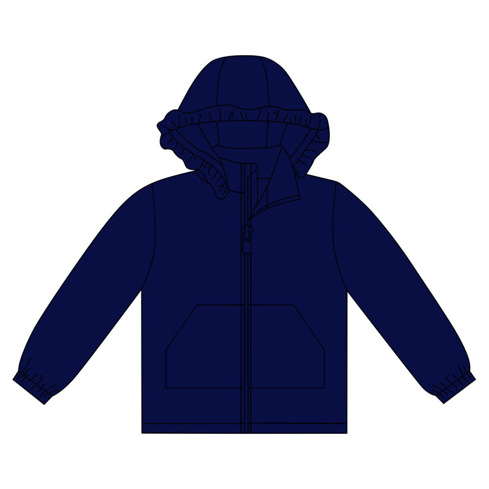 preorder GT1285 navy blue zipper pocket hoodie long sleeve girls coat