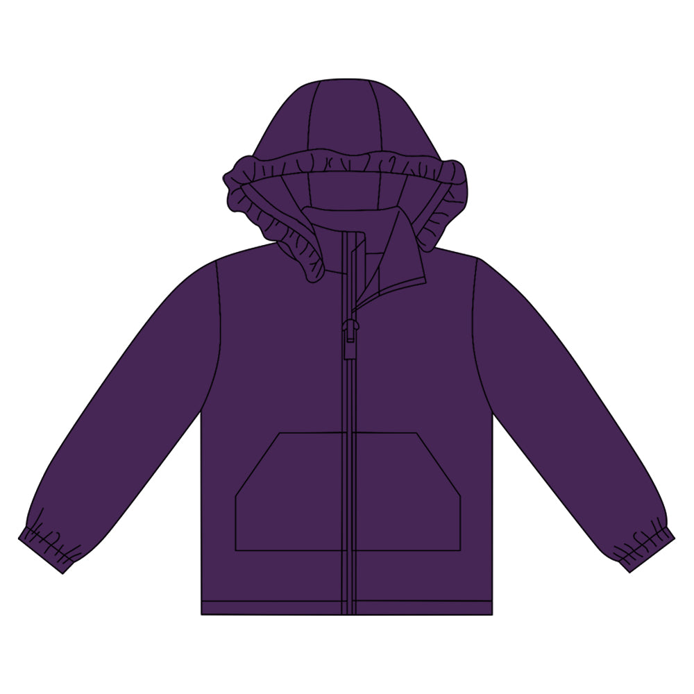 preorder GT1287 dark purple zipper pocket hoodie long sleeve girls coat