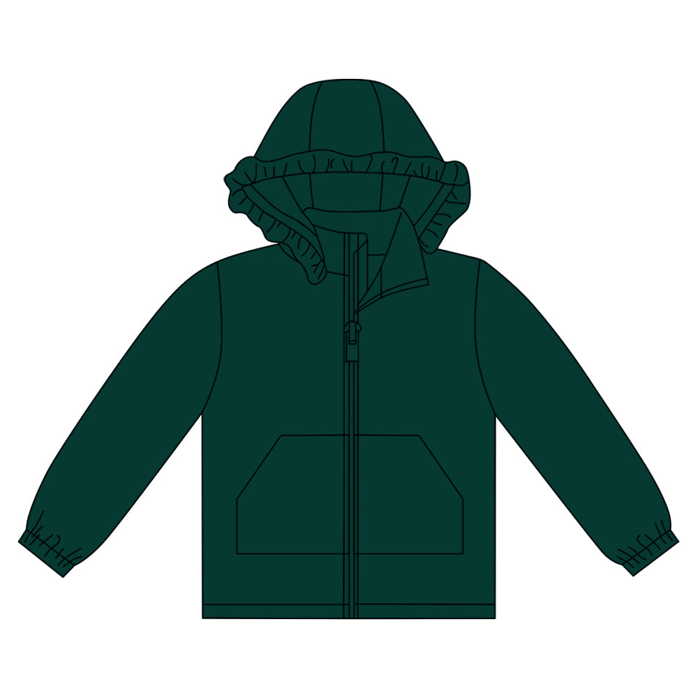 preorder GT1288 dark green zipper pocket hoodie long sleeve girls coat