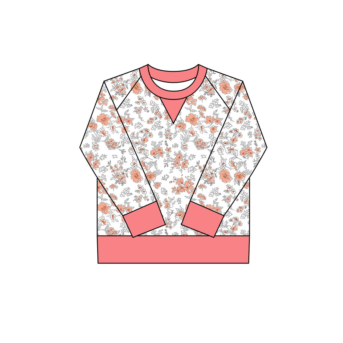 preorder GT1291 yoga orange red flowers floral long sleeve girls top