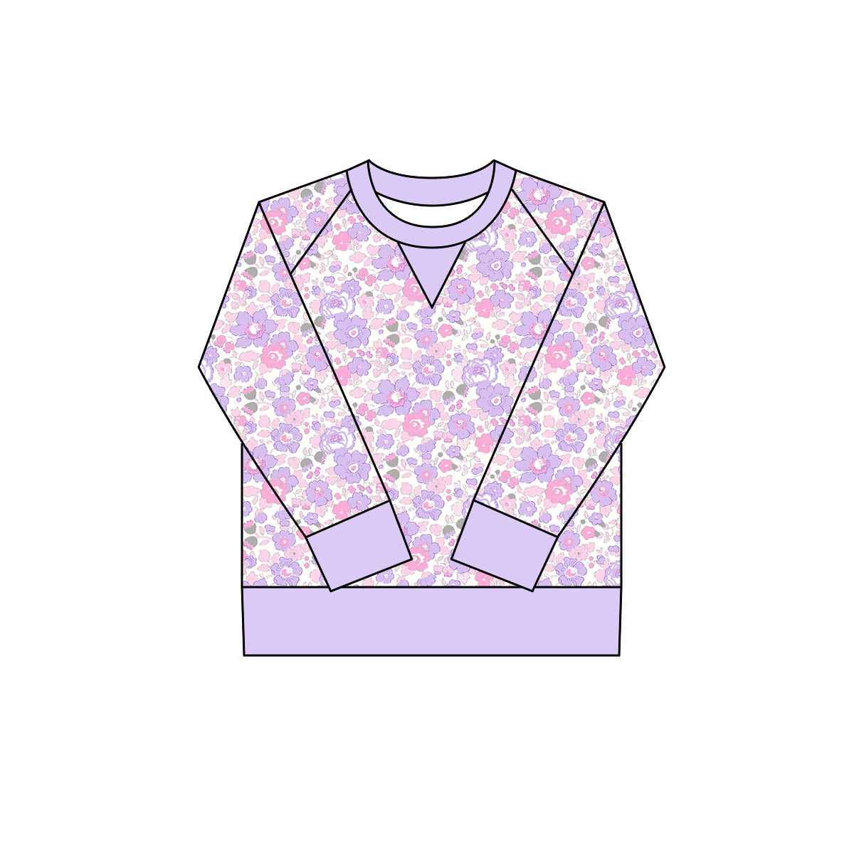 preorder GT1292 yoga purple flowers floral long sleeve girls top