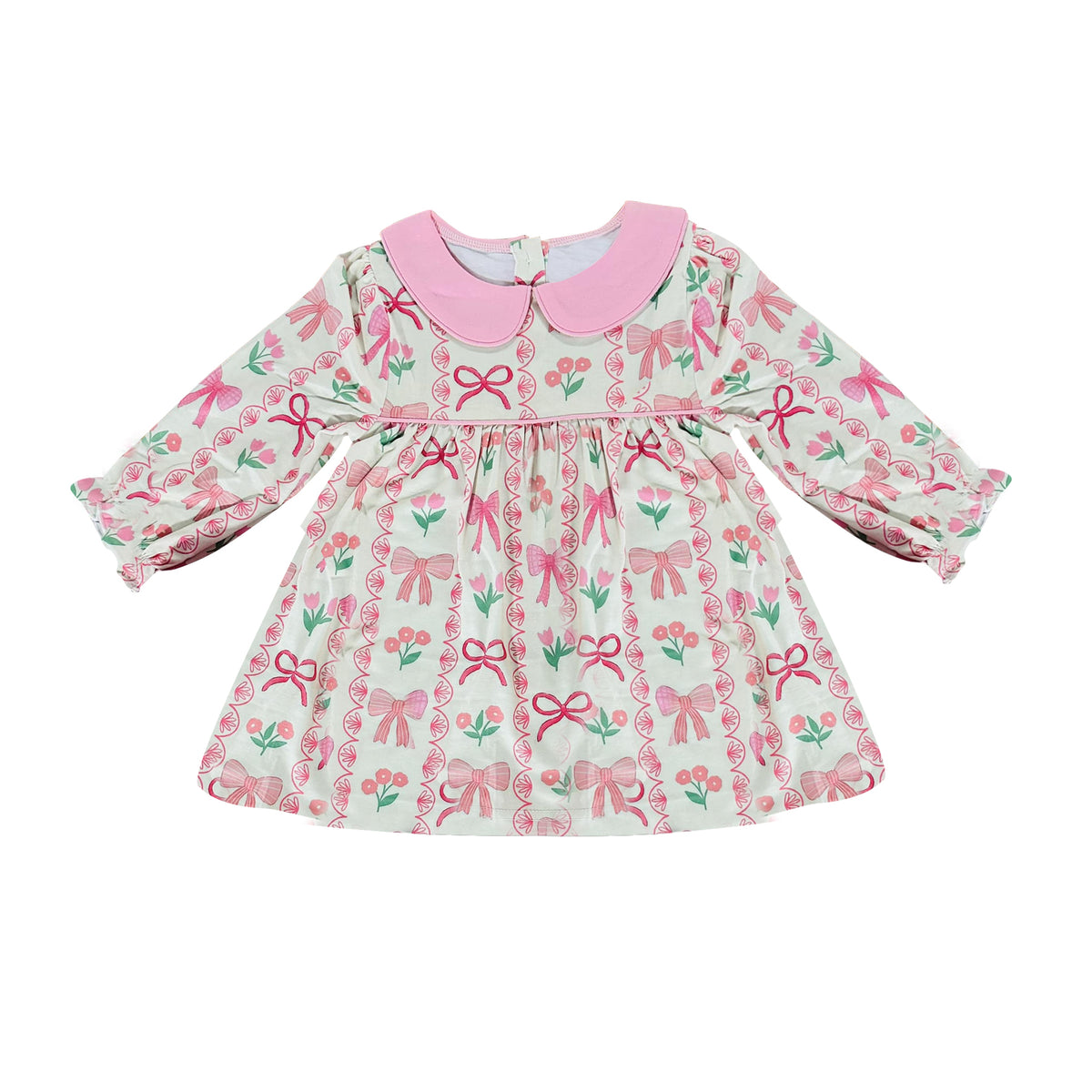 preorderGT1300 pink bows flowers floral long sleeve girls top