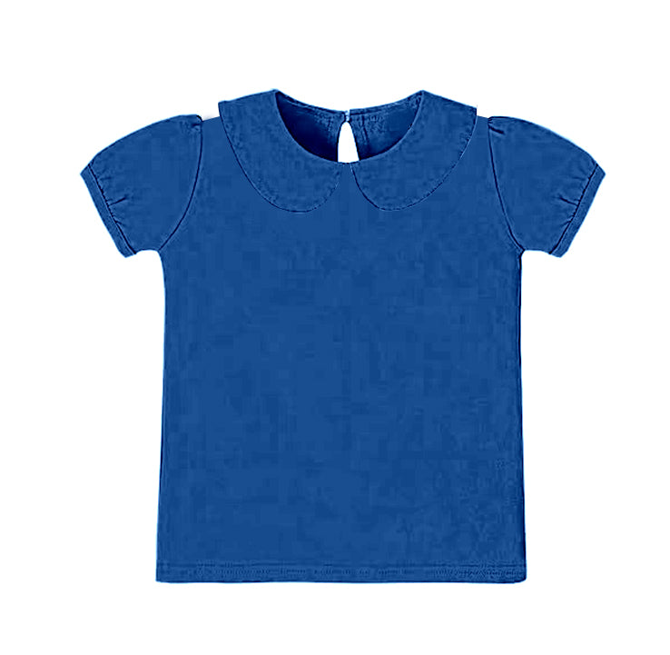 preorder GT1302 yoga blue short sleeve girls top