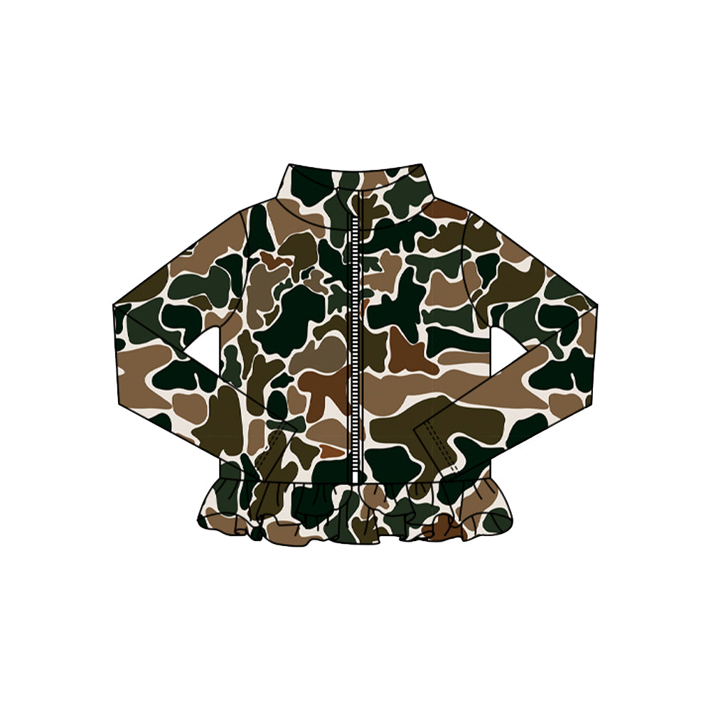 preorder GT1325 yoga hunting camo zipper long sleeve girls coat