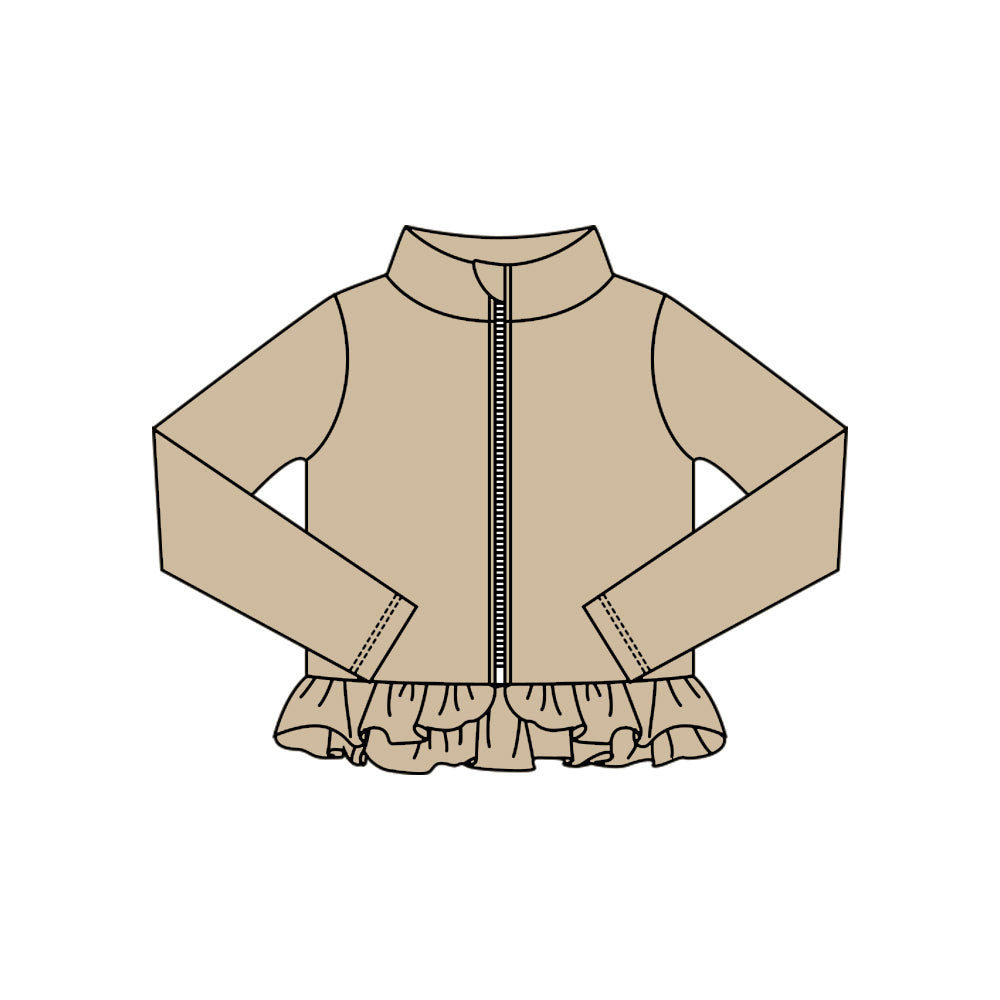 preorder GT1334 yoga khaki zipper long sleeve girls coat