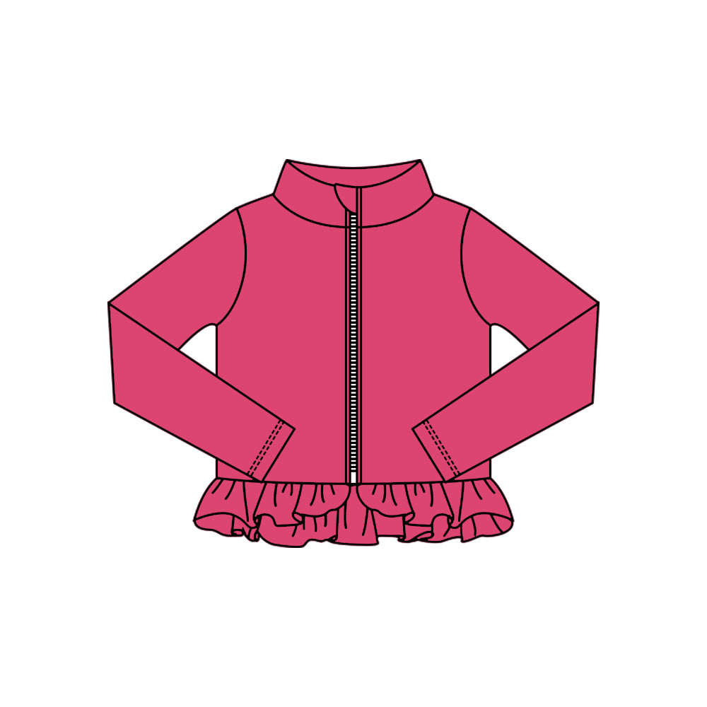 preorder GT1337 yoga pink zipper long sleeve girls coat