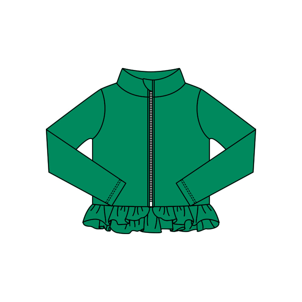 preorder GT1339 yoga green zipper long sleeve girls coat