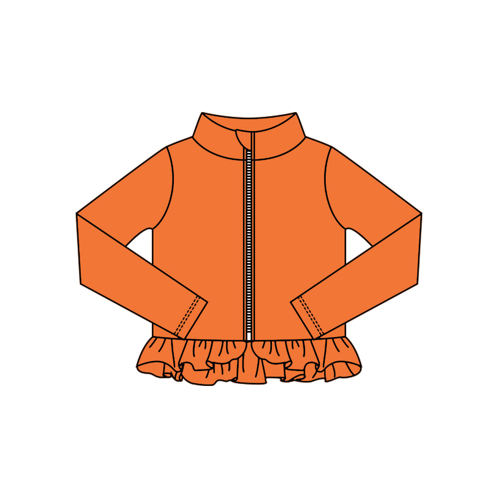 preorder GT1340 yoga orange zipper long sleeve girls coat