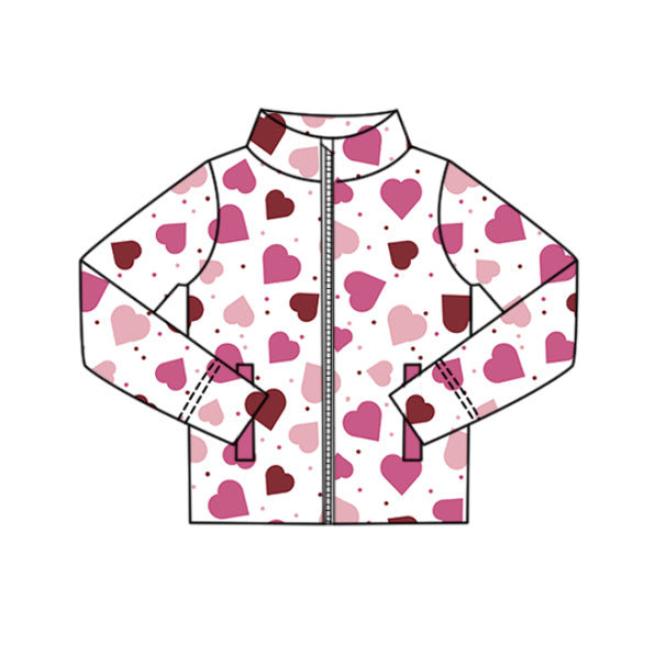 preorder GT1370 yoga Valentine's Day heart zipper long sleeve girls coat