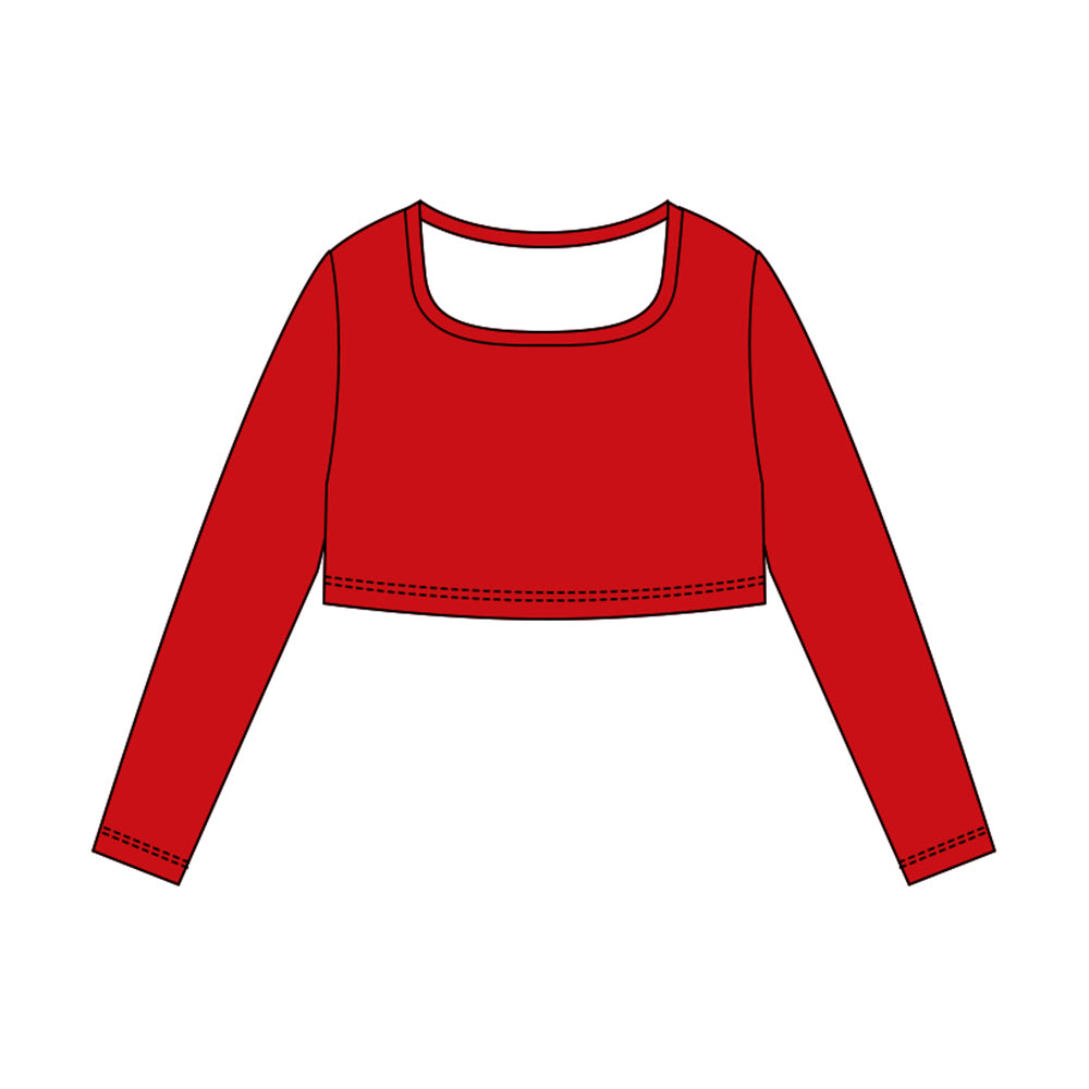 preorder GT1380 yoga red long sleeve girls top
