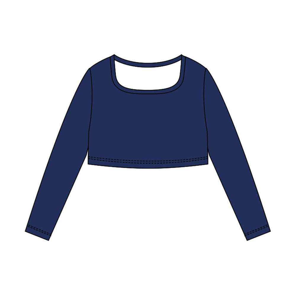 preorder GT1383 yoga navy blue long sleeve girls top