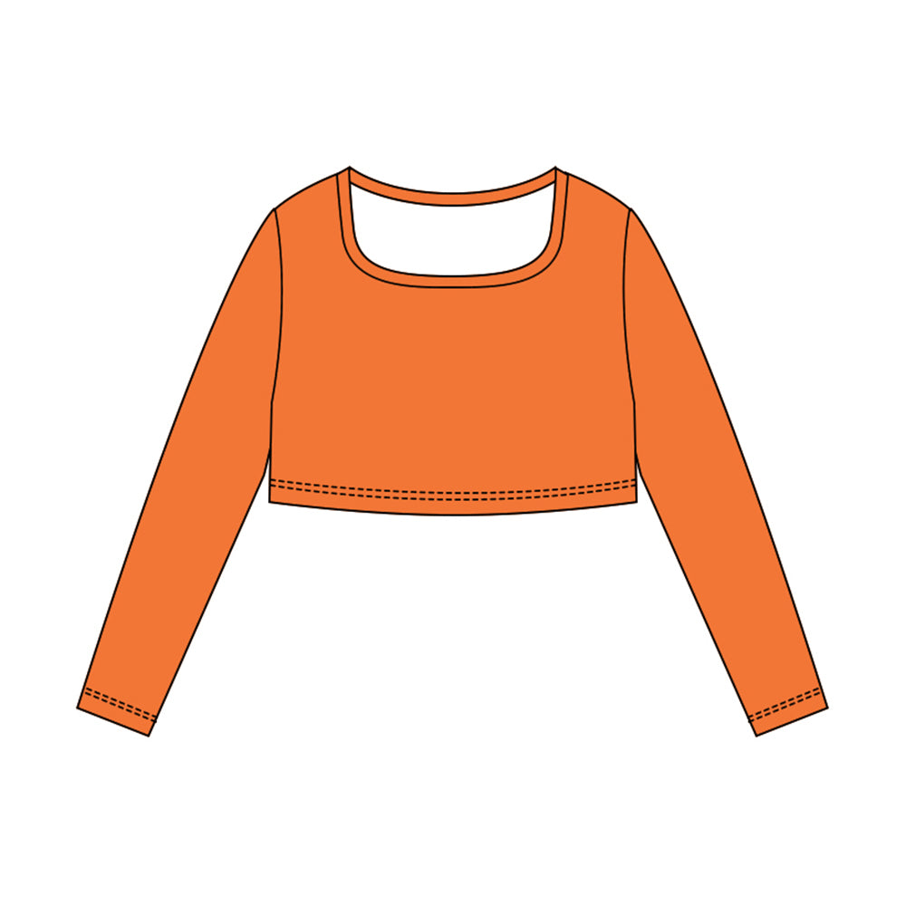 preorder GT1384 yoga orange long sleeve girls top