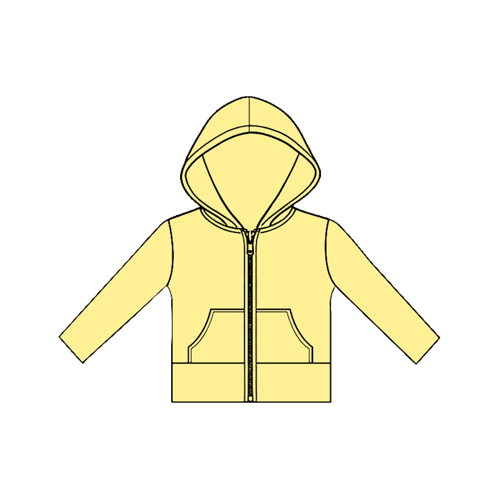 preorder GT1476 Yoga Yellow Zipper Hoodie Long Sleeve Girls Coat