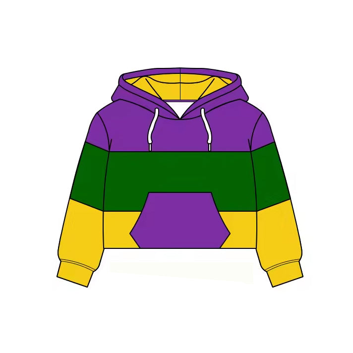 preorder GT1480 Yoga Mardi Gras Hoodie Long Sleeve Girls Top