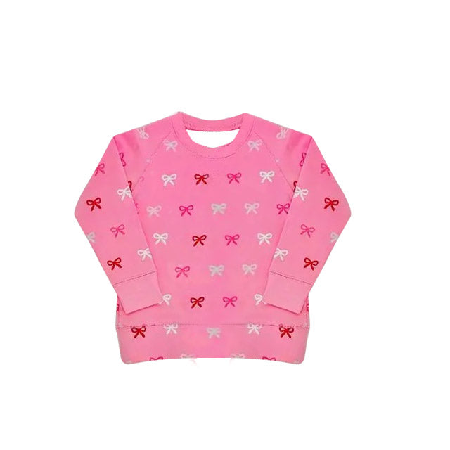 preorder GT1492 Bows Hot Pink Long Sleeve Girls Top