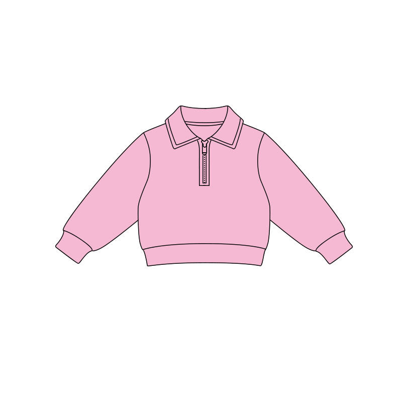 preorder GT1517 Yoga Solid Color Pink Zipper Long Sleeve Girls Top