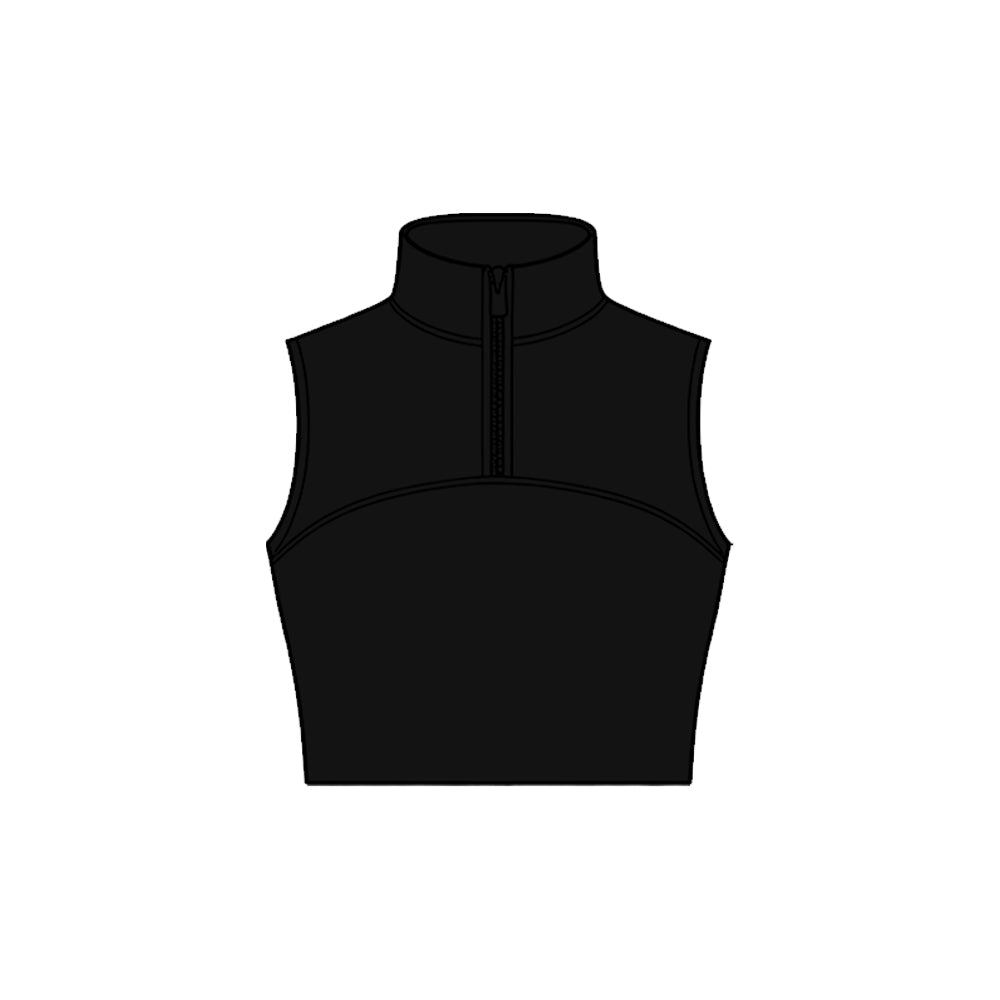 preorder GT1528 Yoga Solid Color Black Zipper Sleeveless Girls Top