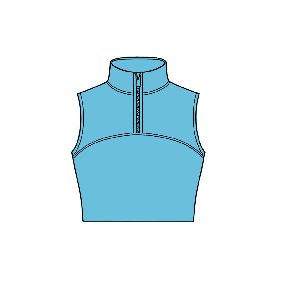 preorder GT1532 Yoga Solid Color Blue Zipper Sleeveless Girls Top