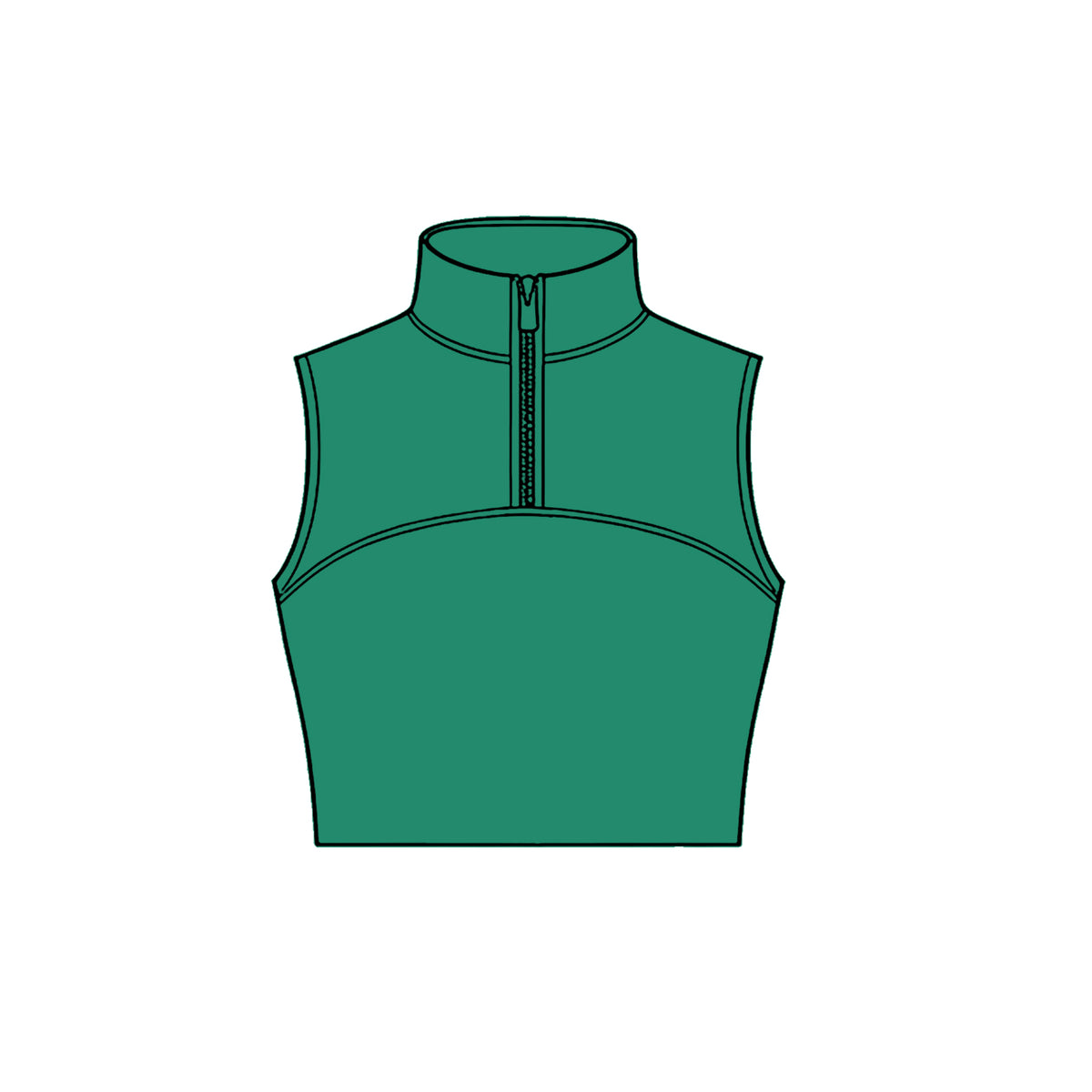preorder GT1533 Yoga Solid Color Green Zipper Sleeveless Girls Top