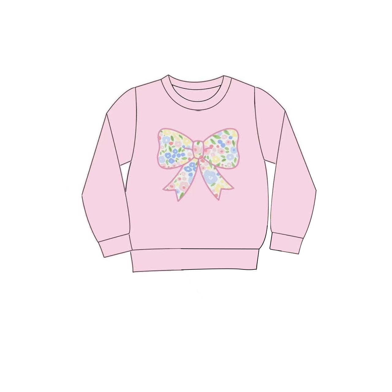 preorder GT1537 Bow Pink Long Sleeve Girls Top