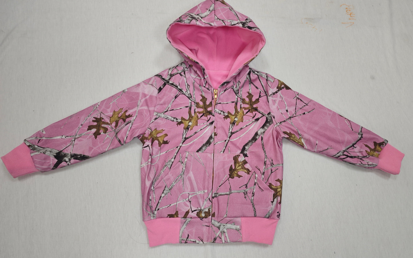 preorder GT1591 Hunting Leaf Branch Pink Zipper Hoodie Long Sleeve Girls Coat
