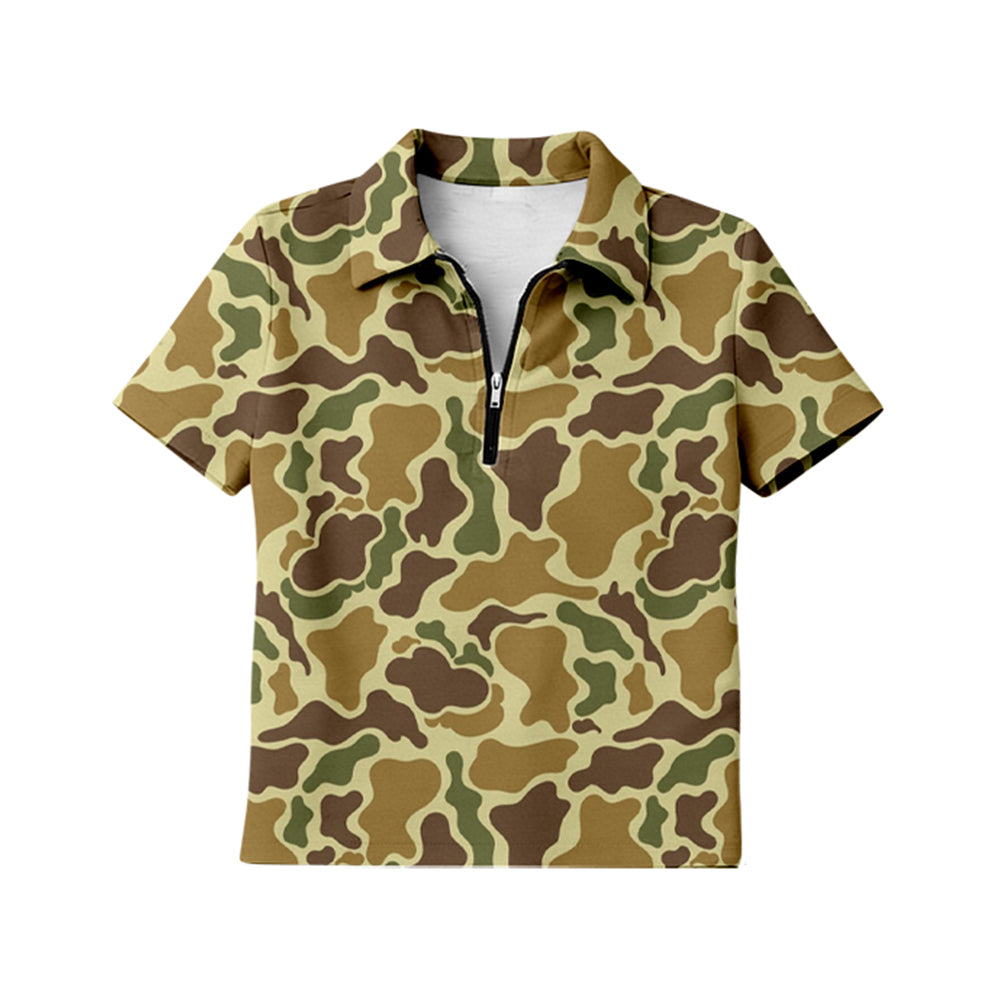 preorder GT1600 Hunting Camo Zipper Short Slevee Adult Women Top