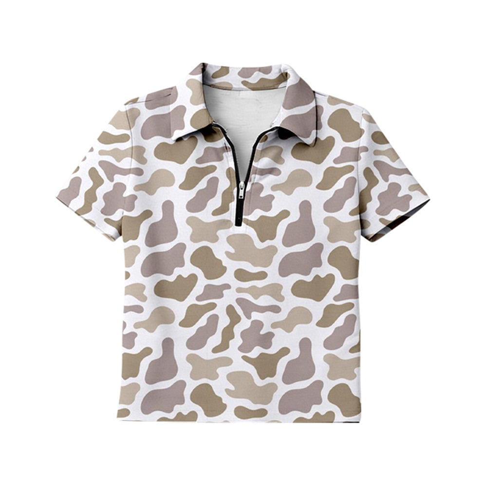 preorder GT1601 Hunting Camo Zipper Short Slevee Adult Women Top