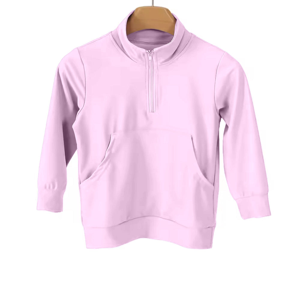 preorder GT1611 Yoga Pink Zipper Pocket Long Sleeve Girls Top