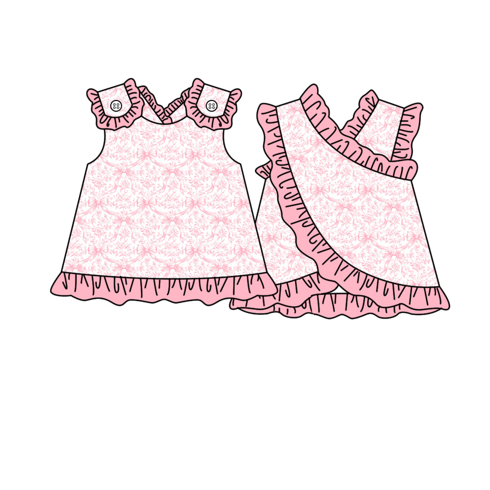 preorder GT1619 Pink Bows Sleeveless Girls Top