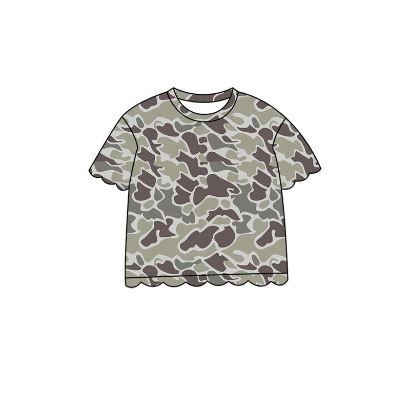 preorder GT1677 Scallop Hunting Camo Short Sleeve Girls Top