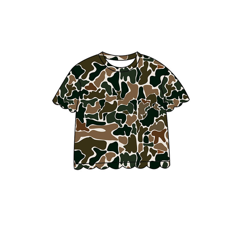 preorder GT1680 Scallop Hunting Camo Short Sleeve Girls Top
