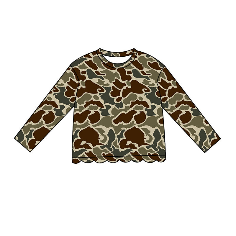 preorder GT1684 Scallop Hunting Camo Long Sleeve Girls Top