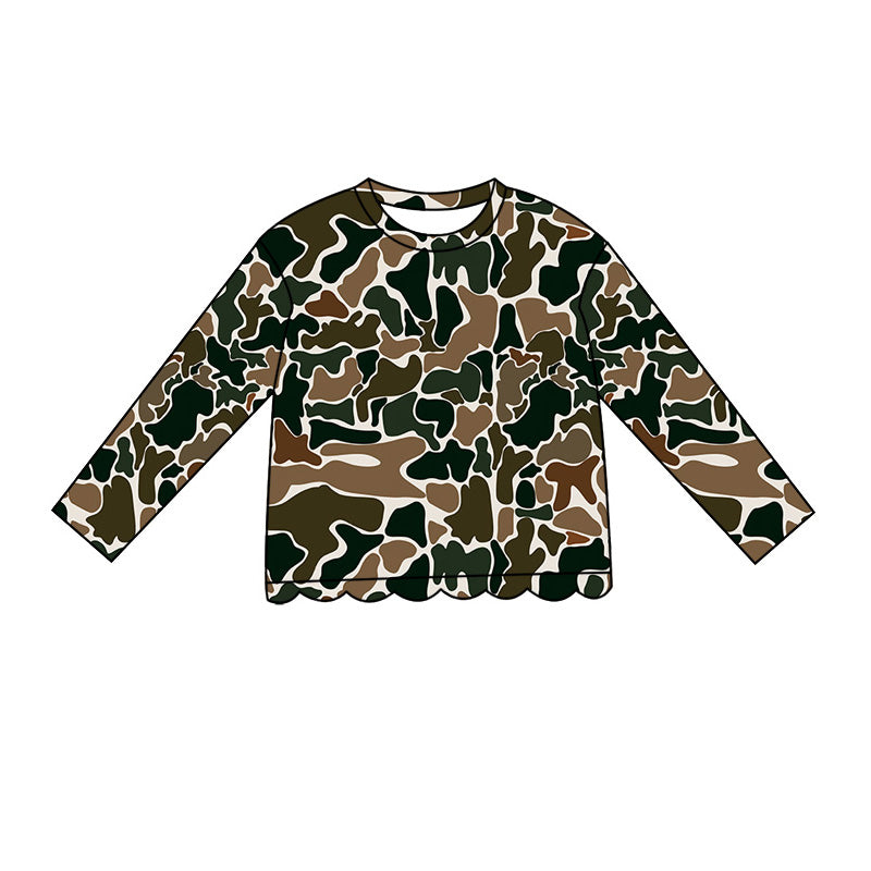 preorder GT1688 Scallop Hunting Camo Long Sleeve Girls Top