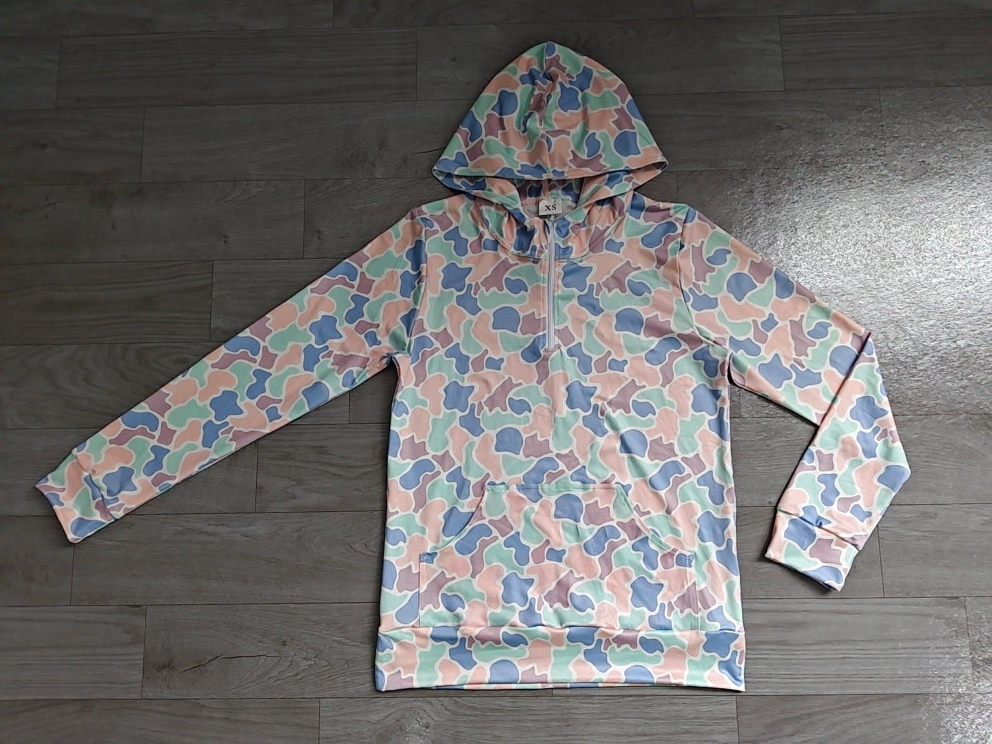 preorder Samples GT1714 Hunting Camo Pocket Zipper Hoodie Long Sleeve Adult Women Top
