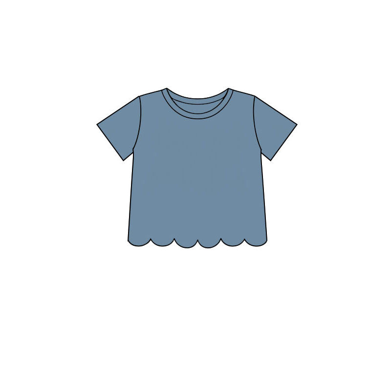 preorder GT1769 Scallop Blue Short Sleeve Girls Top