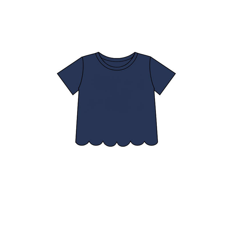 preorder GT1773 Scallop Navy Blue Short Sleeve Girls Top