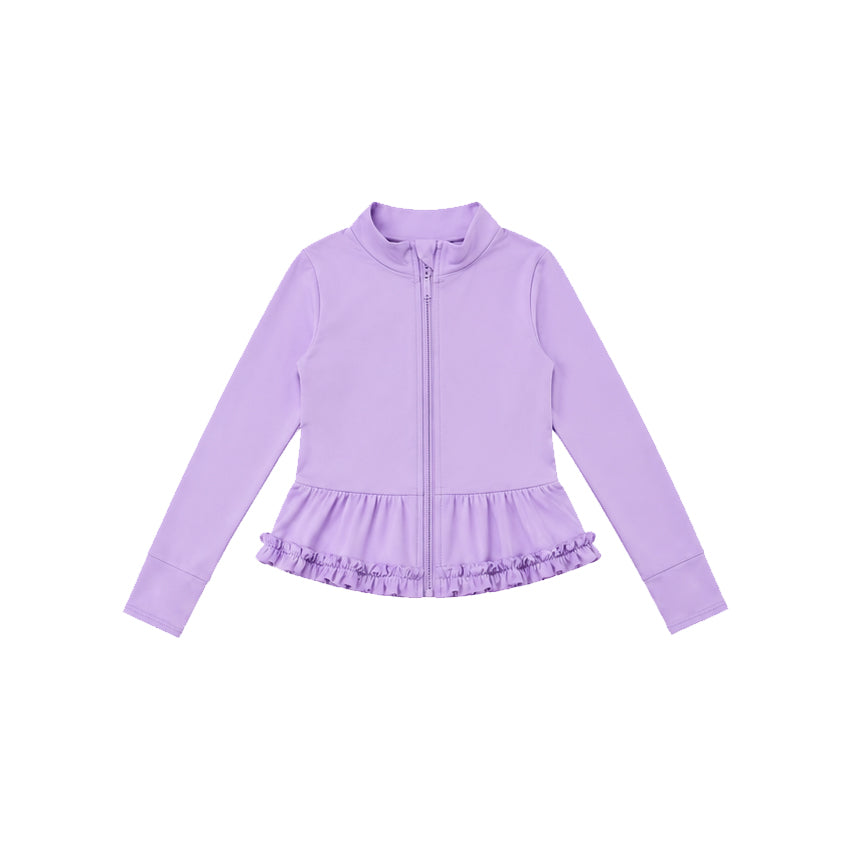 preorder GT1787 Yoga Purple Zipper Long Sleeve Girls Coat