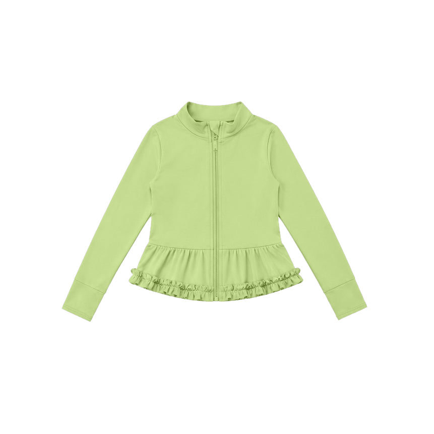 preorder GT1788 Yoga Green Zipper Long Sleeve Girls Coat