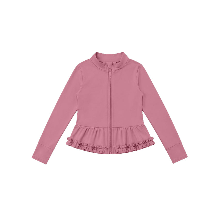 preorder GT1790 Yoga Pink Zipper Long Sleeve Girls Coat