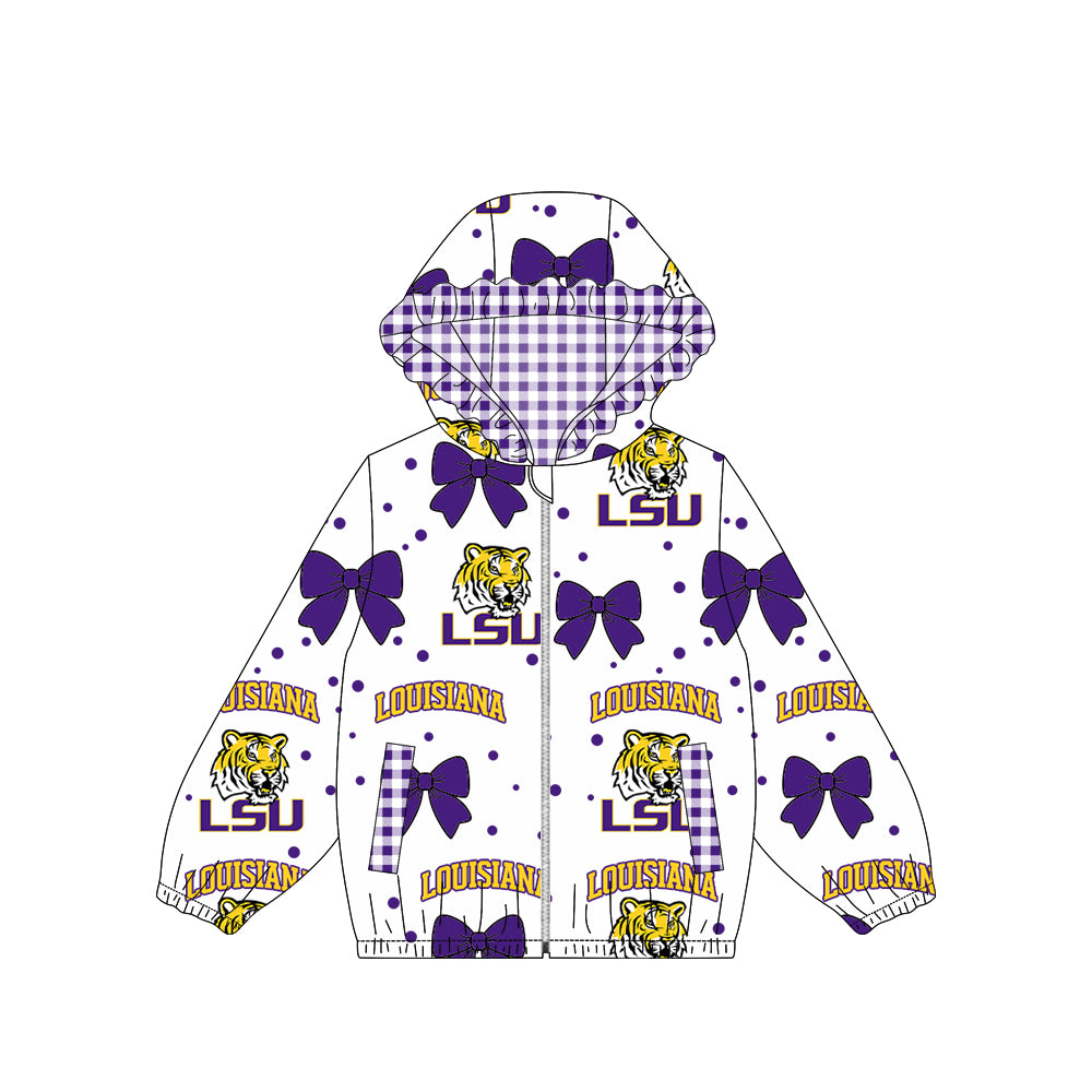 preorder GT1829 LOUISIANA Bows Hoodie Zipper Long Sleeve Girls Coat