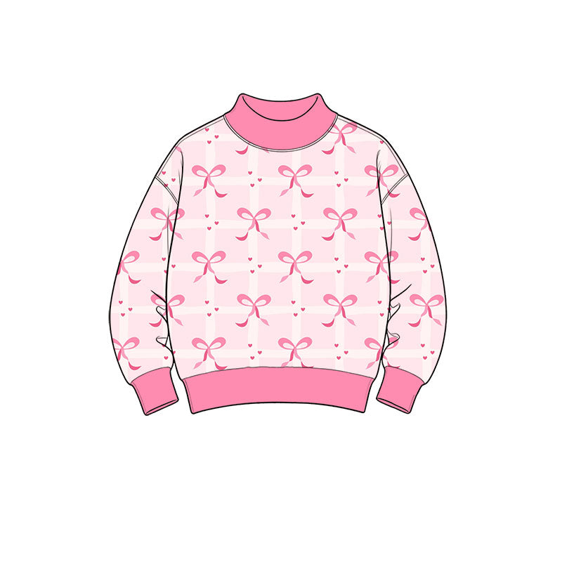 preorder GT1838 Valentine's Day Heart Bows Long Sleeve Girls Top