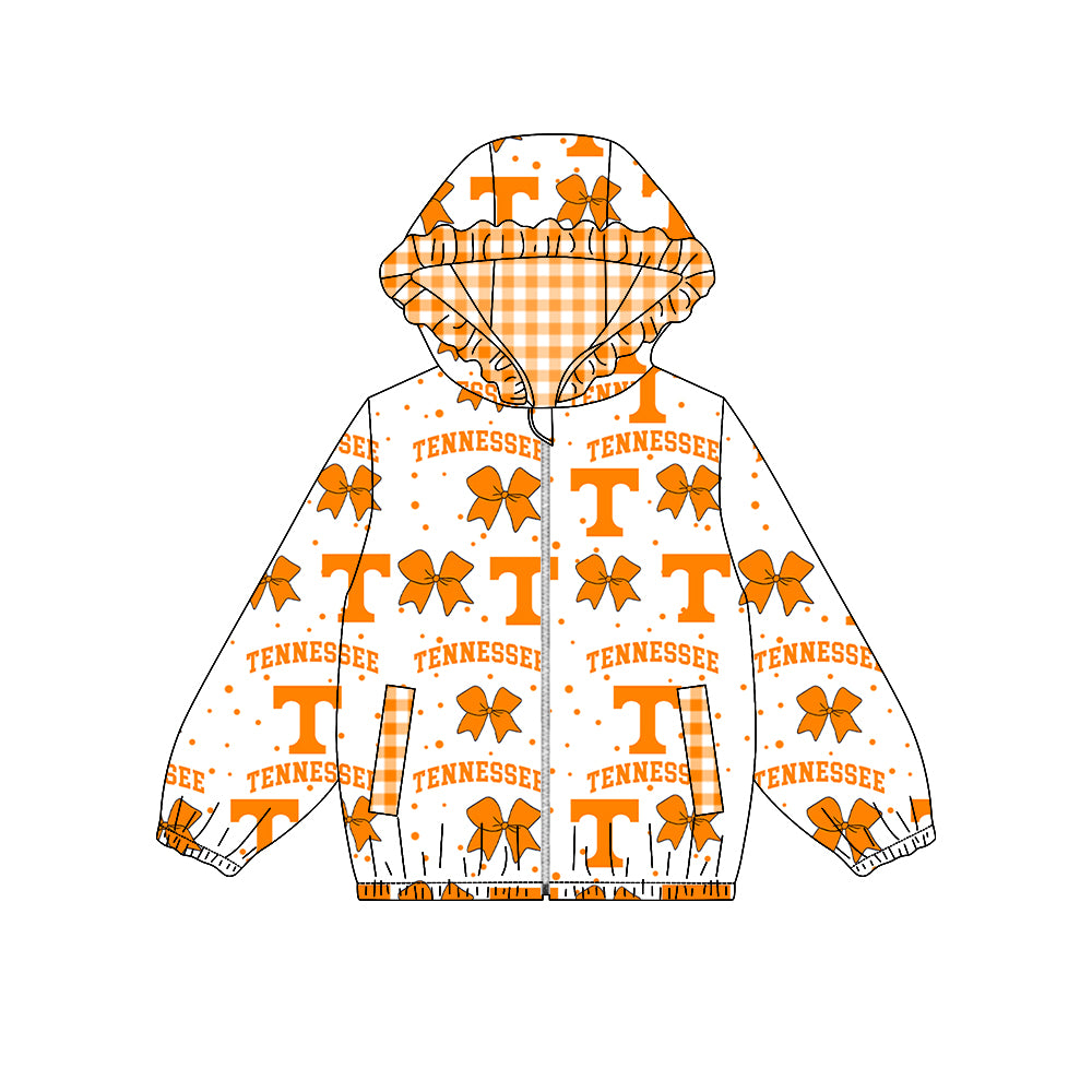 preorder GT1917 TENNESSEE Yellow Bows Zipper Hoodie Long Sleeve Girls Coat
