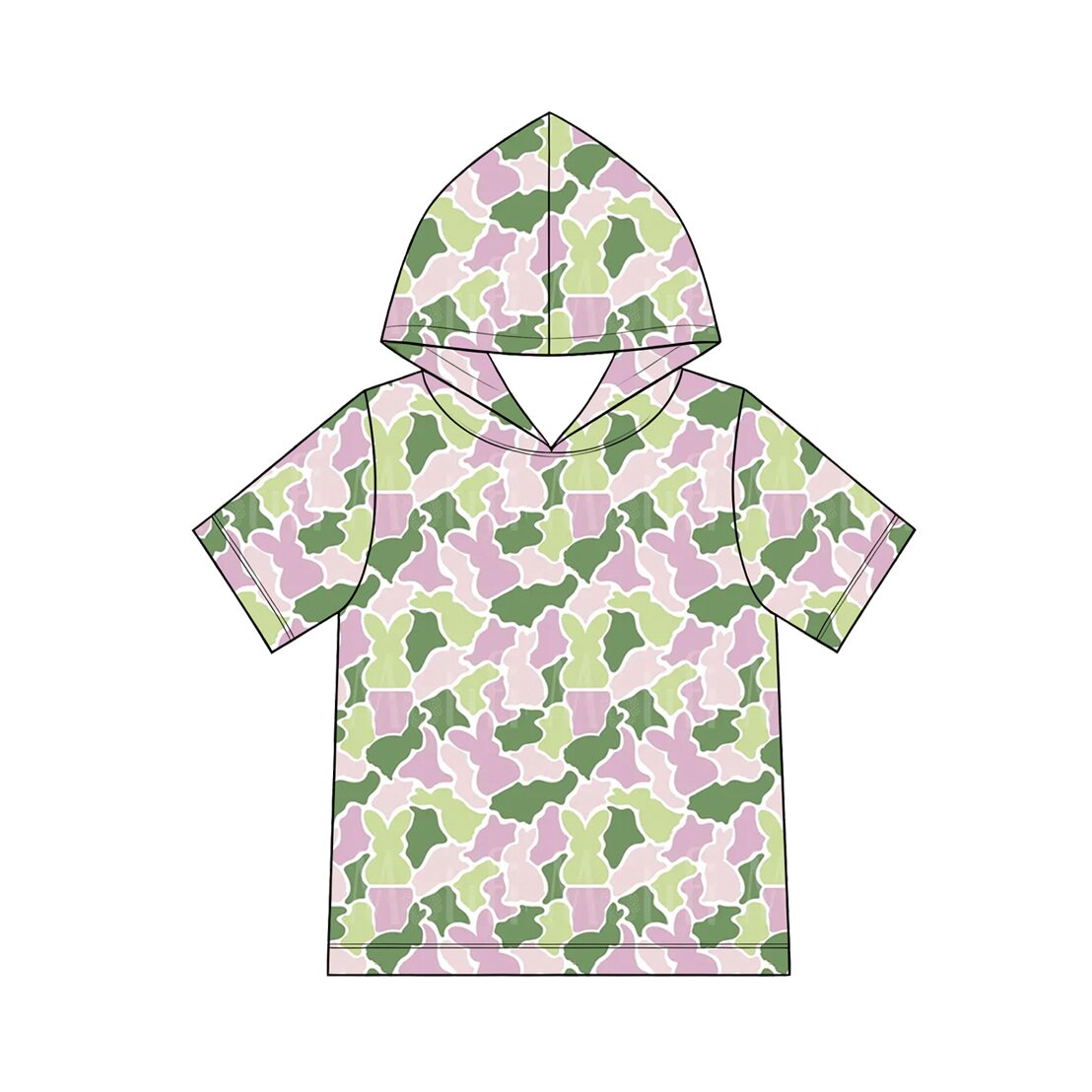 preorder GT1918 Easter Bunny Rabbit Camo Hoodie Short Sleeve Boys Top