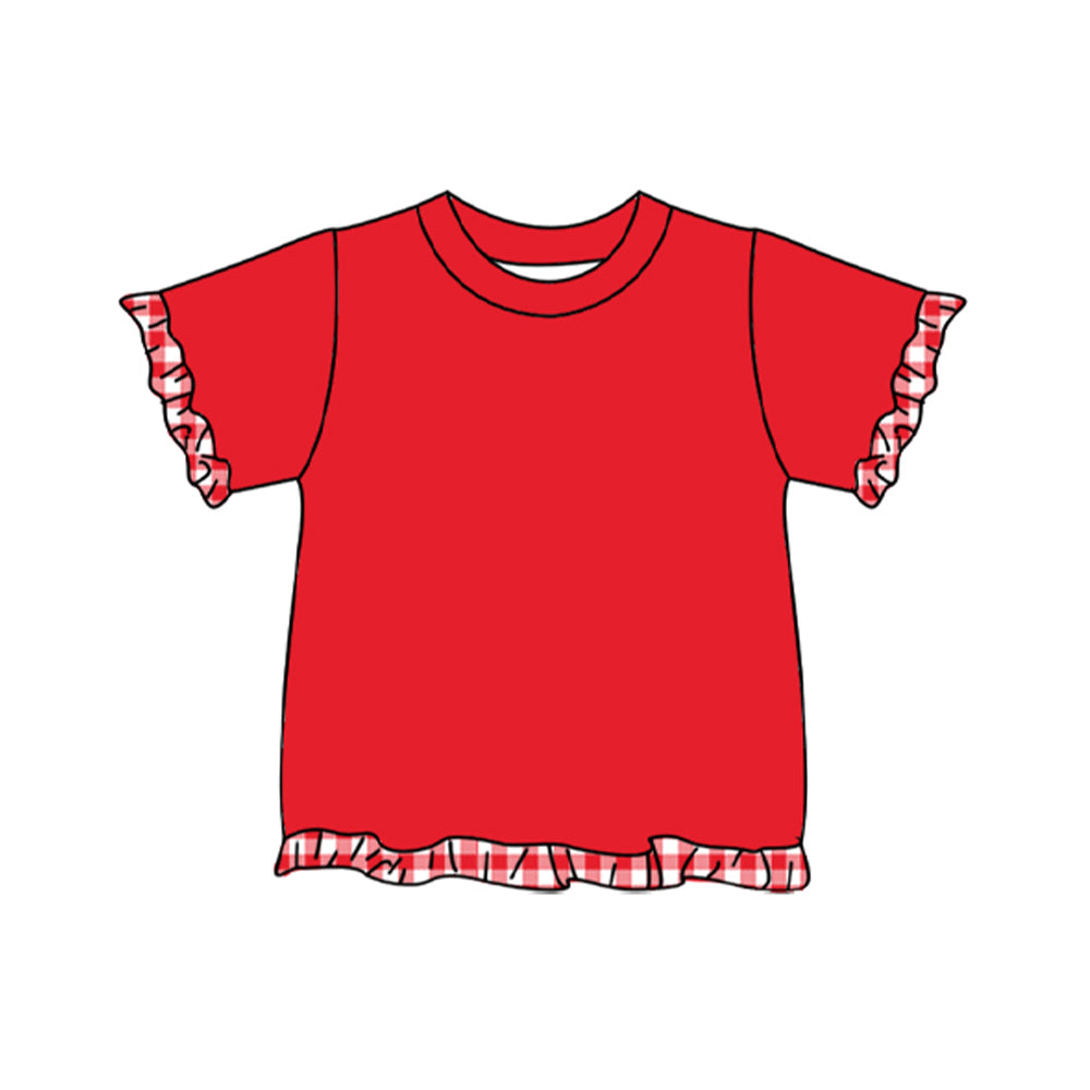 preorder GT1973 Cotton Red Short Sleeve Girls Top