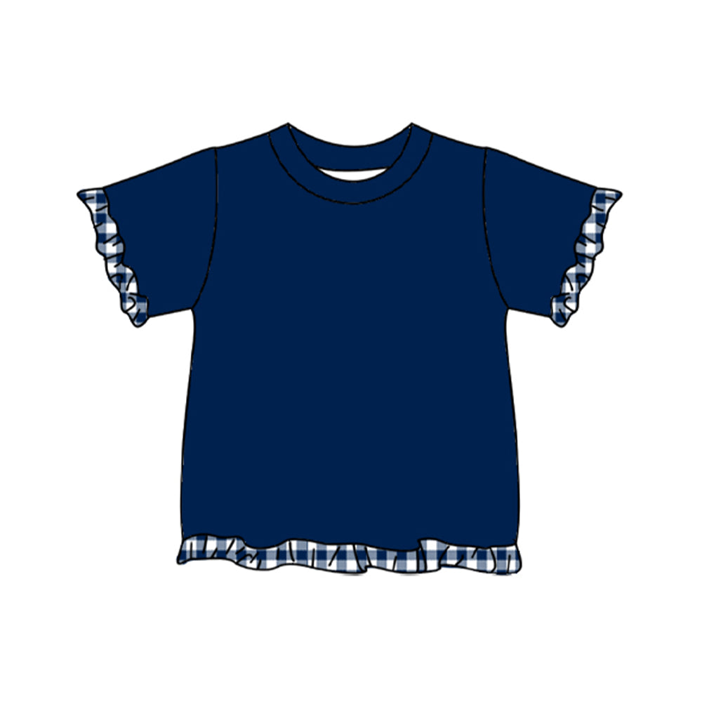 preorder GT1974 Cotton Navy Blue Short Sleeve Girls Top
