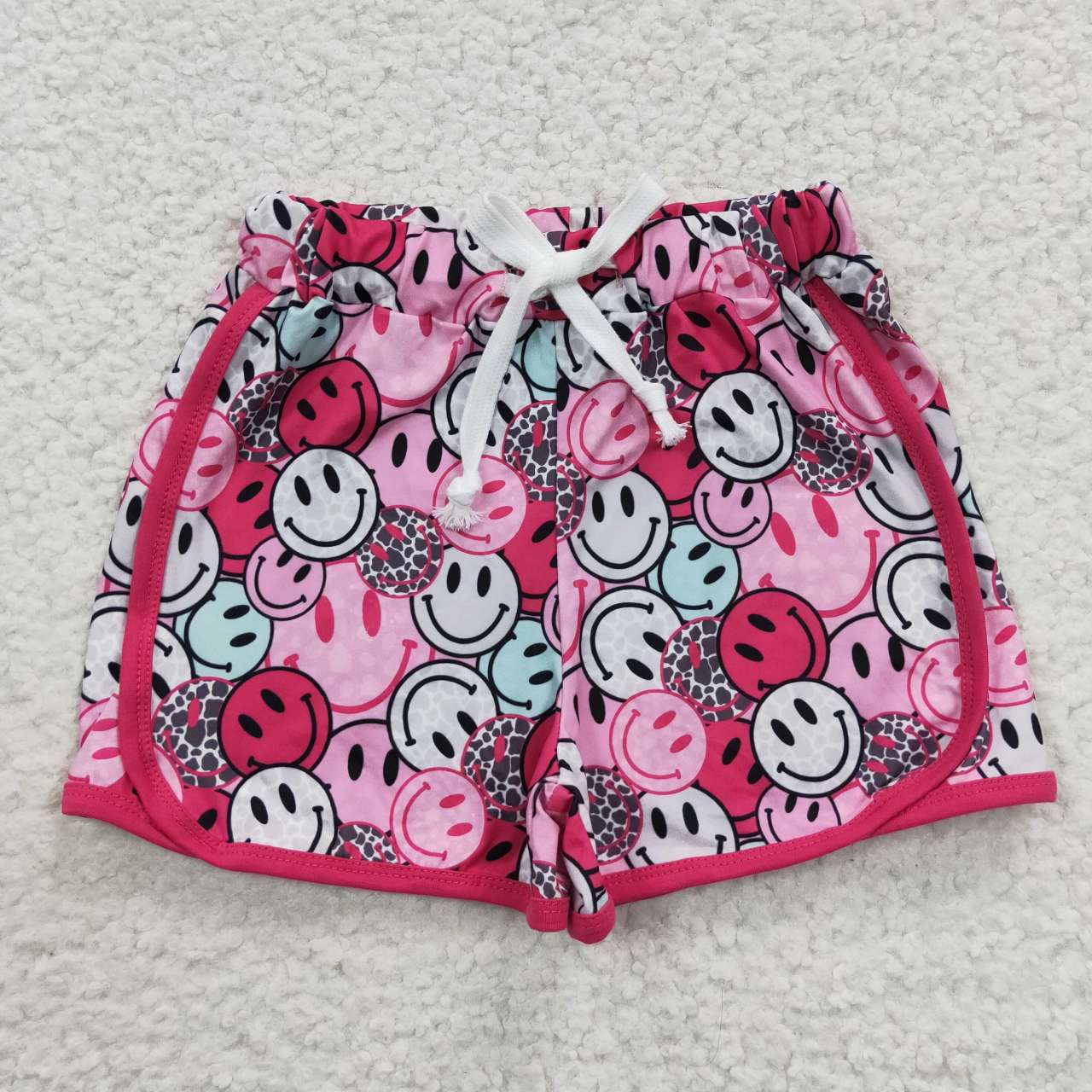 SS0100 Colorful Smile Hot Pink Kids Summer Sport Shorts