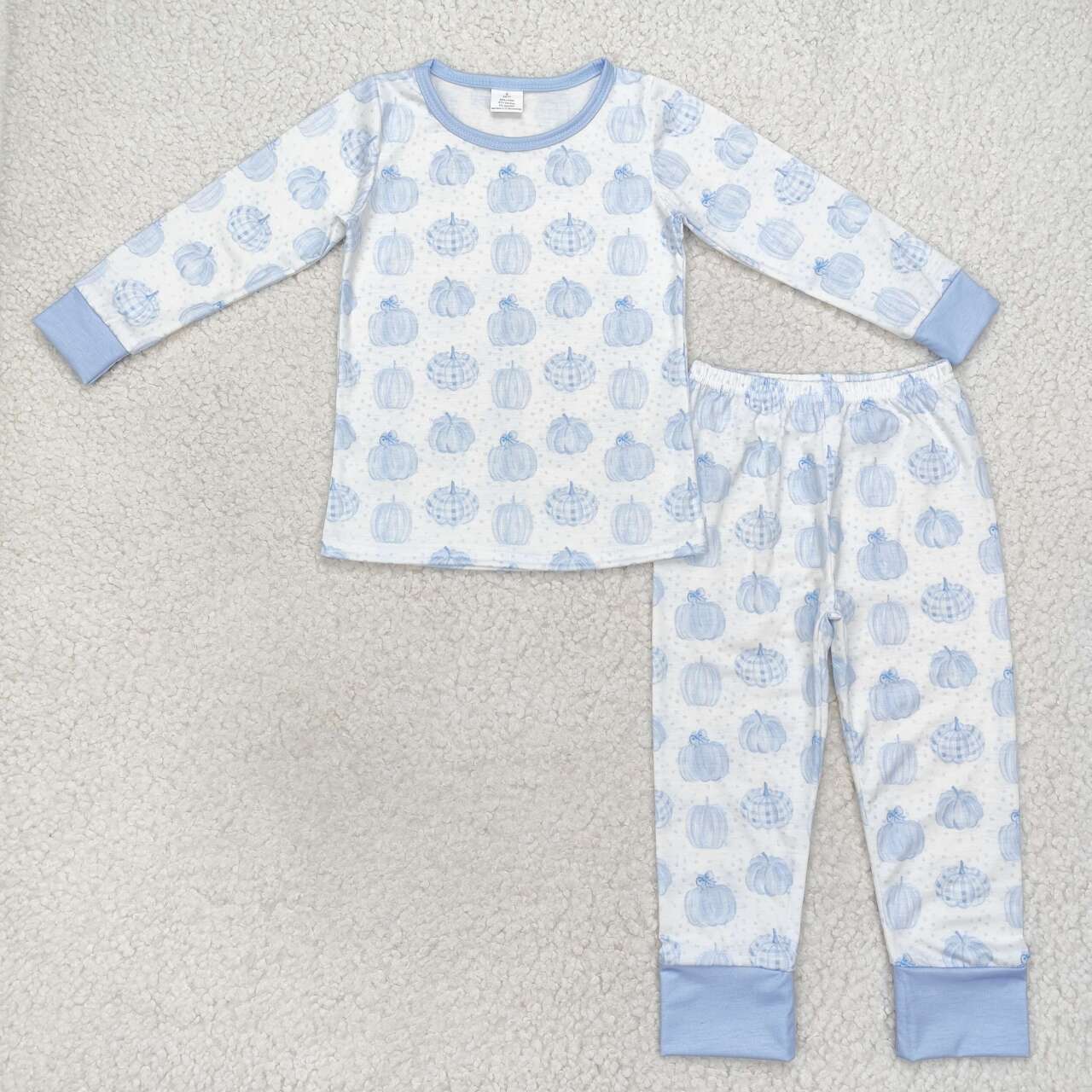 BLP0469 bamboo Autumn full pumpkin blue long sleeve pants boys pajamas