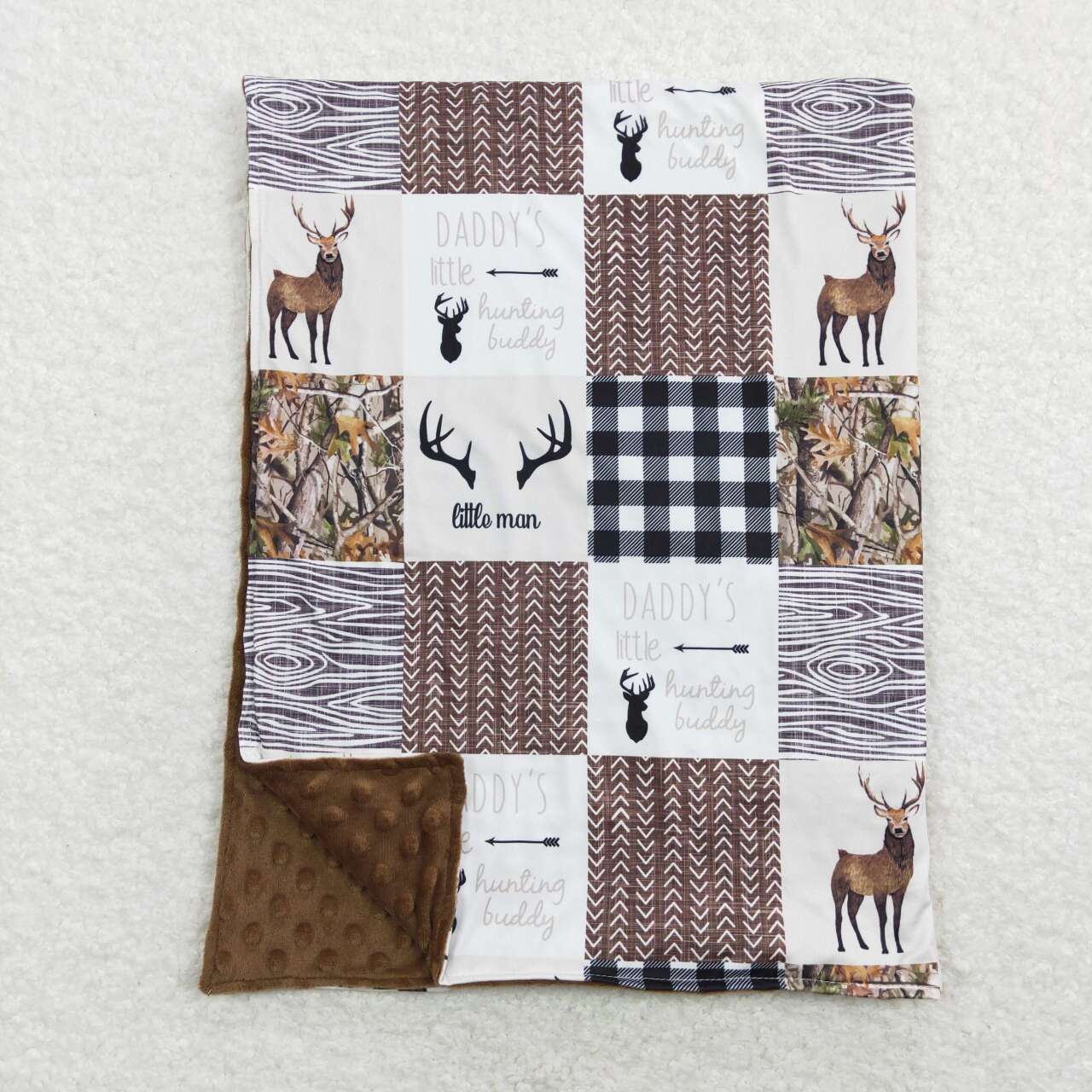 BL0104 Hunting Daddys deer brown baby blanket
