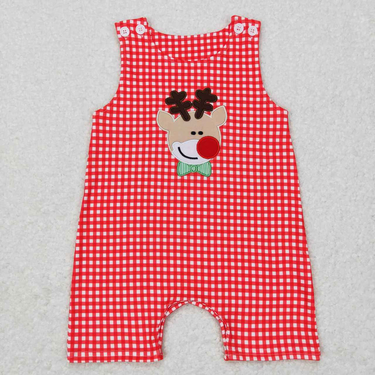 SR0409 Christmas Deer Red Sleeveless Kids Romper
