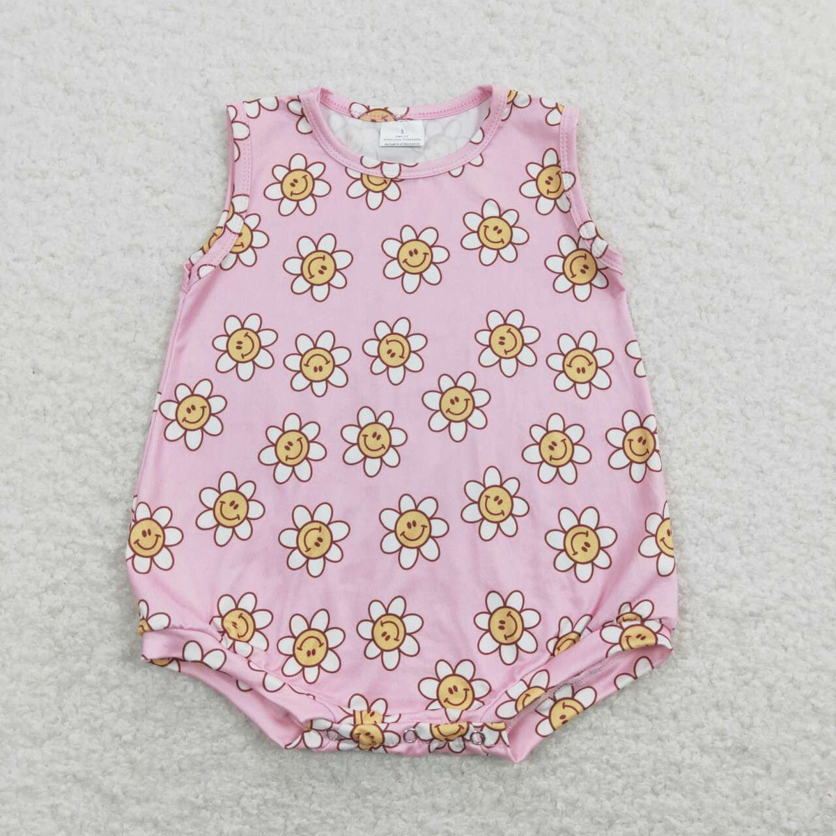 SR0574 Flowers pink sleeveless girls romper